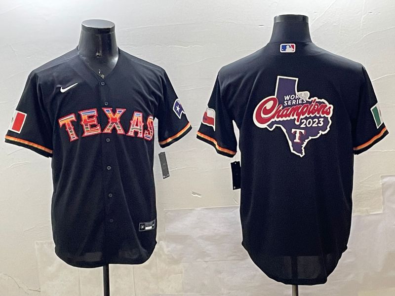 Men Texas Rangers Blank Black Mexico Game 2025 Nike MLB Jersey style 5->texas rangers->MLB Jersey